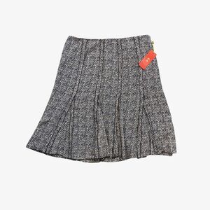 Tapemeasure Skirt Women 10 Navy Grey Elastic Waist Patterned Pleated Swing Lined